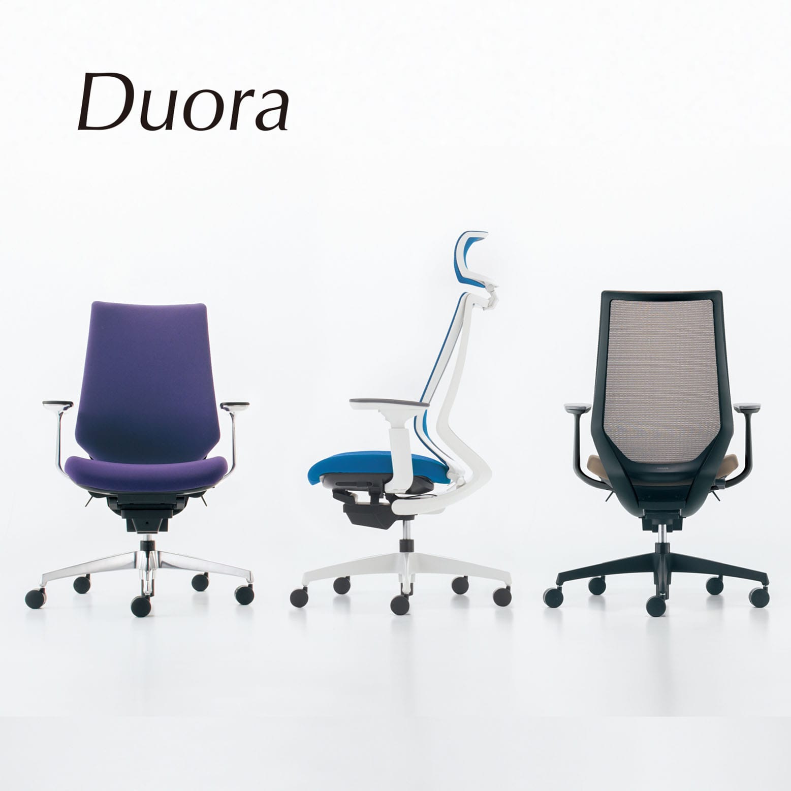 Duora デュオラ／メッシュタイプ／ハイバック／可動肘／ブラック樹脂脚