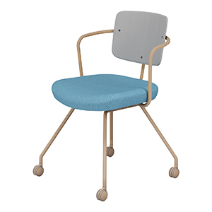 Liite　リーテ／背樹脂タイプ／キャスター脚／フレームベージュ／背ライトグレー／座モンティコラブルー／フローリング床用